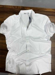 2569-Zara Kısa Kollu Beyaz Penye Slim Fit Gömlek