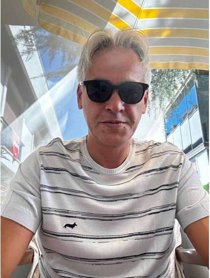 4212-Harmont Gri Antrasit Çizgili Kısa Kollu Slim Fit Merserize