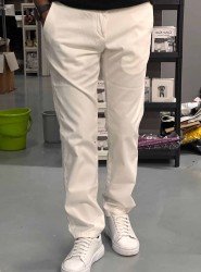 7112-Strellson Kırık Beyaz Rengi Dokulu Slim Fit Pantolon