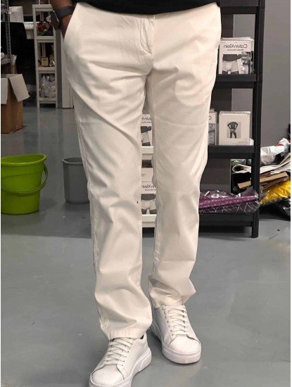 7112-Strellson Kırık Beyaz Rengi Dokulu Slim Fit Pantolon