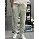 7117-BYMN Comfort Fit Yeşil Çizgili Müslin Pantolon 