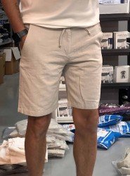 8653-NTWRK Vizon Rengi Regular Fit Keten Şort