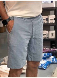 8654-NTWRK Mavi Rengi Regular Fit Keten Şort