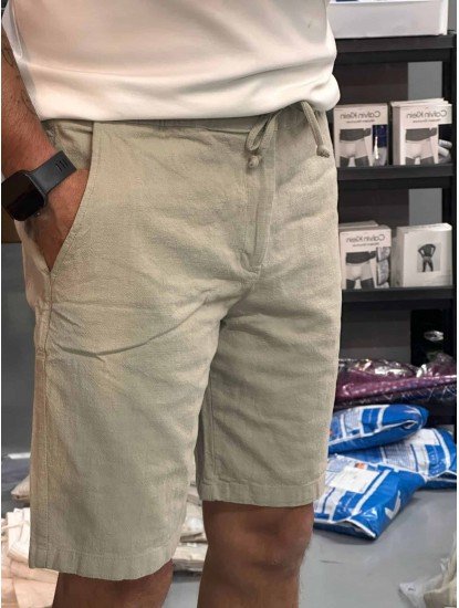 8655-NTWRK A. Yeşil Rengi Regular Fit Keten Şort