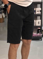 8656-NTWRK Siyah Rengi Regular Fit Keten Şort