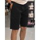 8656-NTWRK Siyah Rengi Regular Fit Keten Şort