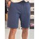 8778-BYMN Lacivert Comfort Fit Müslin Şort