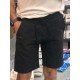 8786-BYMN Siyah Regular Fit Keten Şort
