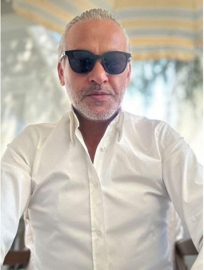 9226-Briva Kırık Beyaz Dik Yaka Gizli Düğme Slim Fit Gömlek