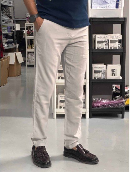 9406-JC Gri Keten Pantolon