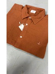 9416-BYMN Kiremit Tona Ton Müslin Comfort Fit Gömlek