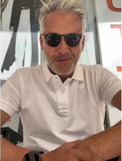 9426-Brooks Brothers Beyaz Yıkamalı Polo Yaka Tshirt