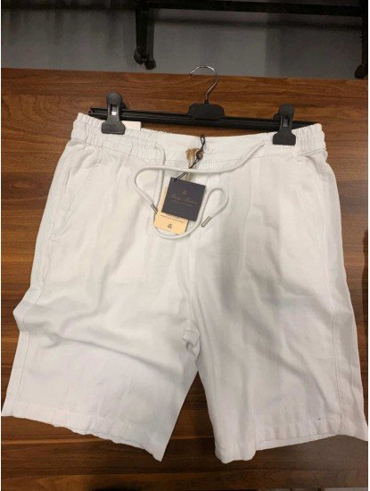 9443-Brooks Brothers Beyaz Balık Sırtı Şort