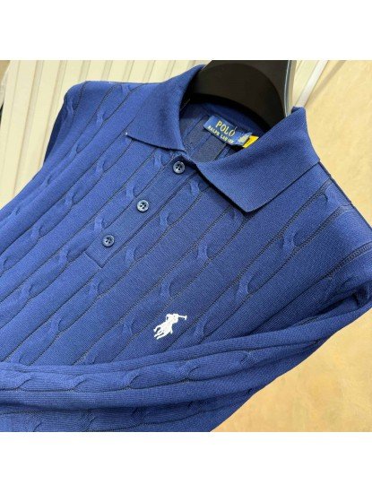 9456-PL Lacivert Örgü Model Polo Yaka Triko
