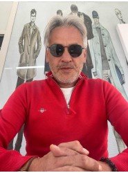 9462--GNT Kırmızı Dik Yaka Yarım Fermuarlı Triko
