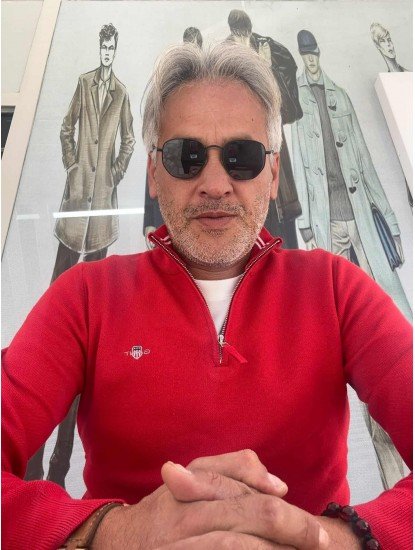 9462--GNT Kırmızı Dik Yaka Yarım Fermuarlı Triko