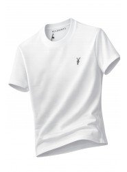 12384-ALSNT Beyaz  Bisiklet Yaka Tshirt