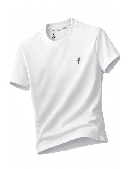 12384-ALSNT Beyaz  Bisiklet Yaka Tshirt