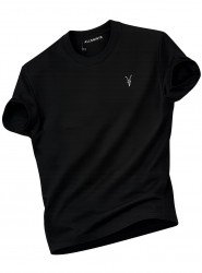 12385-ALSNT Siyah  Bisiklet Yaka Tshirt