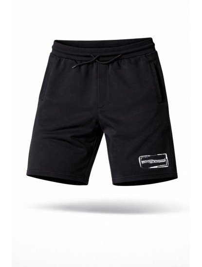 20042-ARMN Siyah Nakış/Baskı Logo Şort 