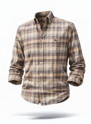 2477-LCST Slim Fit Krem Rengi İnce Oduncu Gömlek