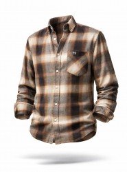 2497-LCST Slim Kahverengi Kareli Cepli Oduncu Gömlek
