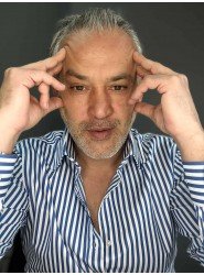 2639-Brıva Mavi  Çizgili İtalyan Yaka Slim Fit Gömlek