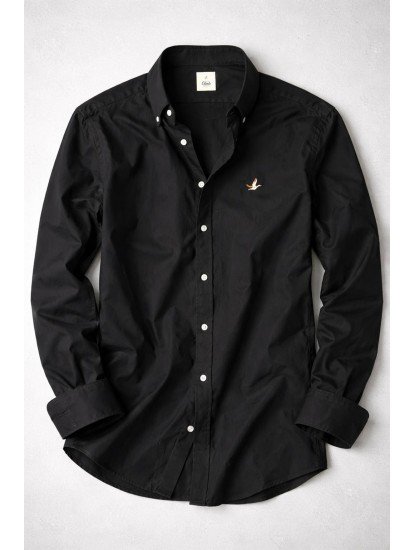 2641-BYMN Siyah Pamuk Comfort Fit Gömlek