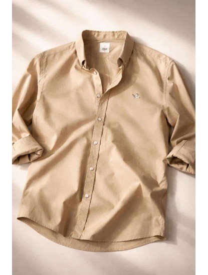 2654-BYMN Comfort Fit Bej Pamuk Gömlek