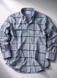 2658-BYMN Comfort Fit Mavi Kareli Pamuk Gömlek