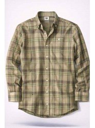 2722-BYMN Yeşil Toprak Tonlarında Kareli Comfort Fit Gömlek 