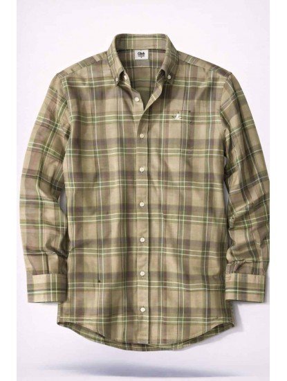 2722-BYMN Yeşil Toprak Tonlarında Kareli Comfort Fit Gömlek 