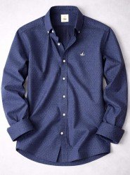 2747- BYMN  Lacivert Desenli Comfort Fit Gömlek 