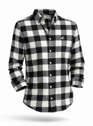 2766-BYMN Siyah Beyaz Kareli Oduncu Comfort Fit Gömlek