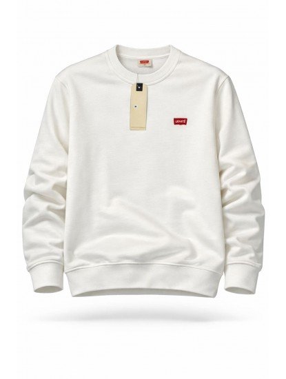 6175-LVS Ekru Sıfır Yaka Şardonsuz Slim Fit Sweath