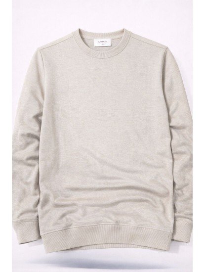 6182-Daıly Kemik Rengi Bisiklet Yaka İnce Sweath