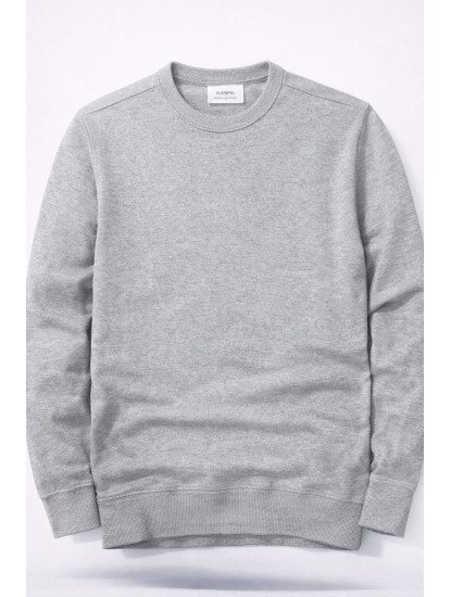 6185-Daıly Gri Bisiklet Yaka İnce Sweath