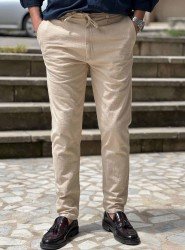 7099-NTWRK Gamel Rengi Regular Fit Keten Pantolon