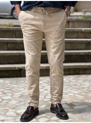7099-NTWRK Gamel Rengi Regular Fit Keten Pantolon