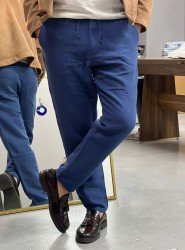 7122-BYMN Comfort Fit İndigo Müslin Pantolon 