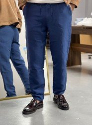 7122-BYMN Comfort Fit İndigo Müslin Pantolon 