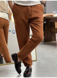 7126-BYMN Comfort Fit Kremit Müslin Pantolon 