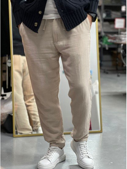 7127-BYMN Comfort Fit Vizon Müslin Pantolon