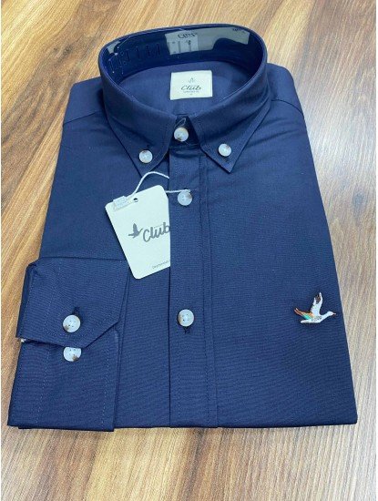 8283-BYMN Lacivert Comfort Fit Pamuklu Gömlek