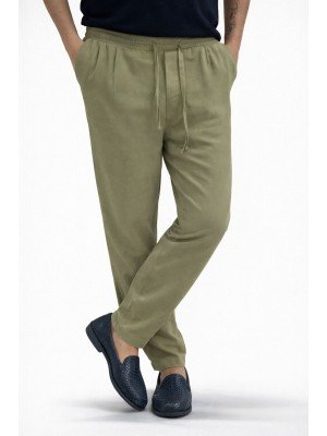 8308-VLBQN Haki Yeşil Keten Pantolon