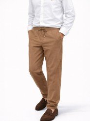 8312-VLBQN Açık Kahve Keten Pantolon