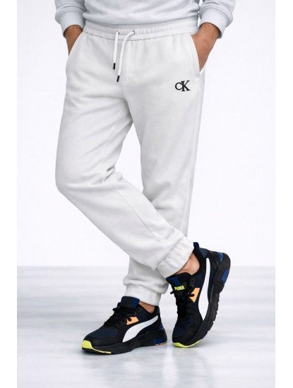 8414-CK Beyaz Sol Önde CK Nakışlı Eşofman