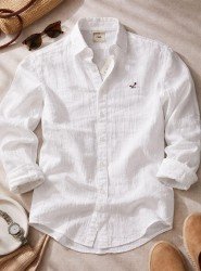 8453-BYMN Beyaz Müslin Kumaş Comfort Fit Gömlek