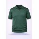 8488-Zilli Koyu Yeşil Yarım Fermuarlı Polo Yaka Kısa Kollu Slim Fit Merserize