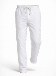 8558-BYMN Beyaz Rahat Kalıp Keten Pantolon